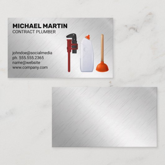 給排水衛生設備配管ツール | メタリック背景 名刺 (正面/裏面)