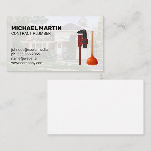 給排水衛生設備配管ツール | 住宅用 | ブルーカラー作業 名刺 (正面/裏面)