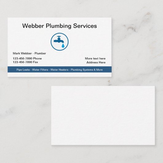 給排水衛生設備配管モダンサービスロゴテンプレート 名刺 (正面/裏面)