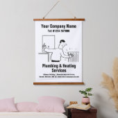 給排水設備および暖房サービス漫画デザインぶら下がったズ 吊り下げ型タペストリー (寝室)