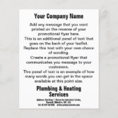 給排水設備と暖房サービス漫画デザインフライヤー チラシ (裏面)