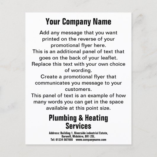 給排水設備と暖房サービス漫画デザインフライヤー チラシ (裏面)