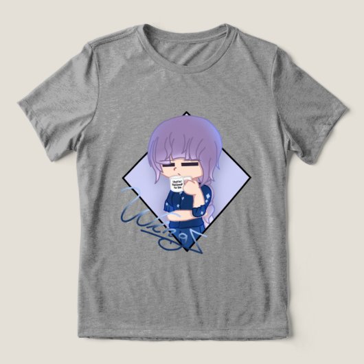 "給料安すぎ" マグカップを持ったシャツ トライブレンドＴシャツ (デザイン正面)