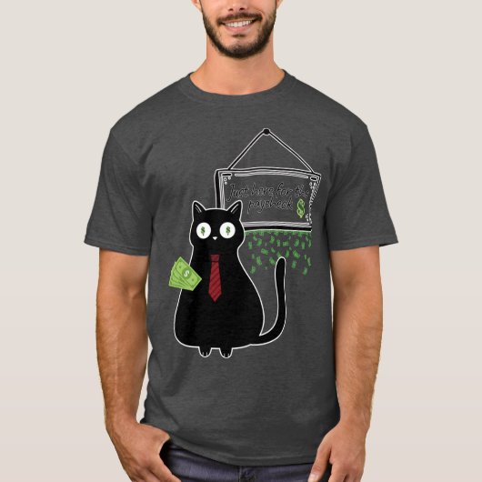 給料目当てだけ オフィス 猫 雑貨 おもしろ Tシャツ (正面)