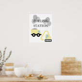 給油ステーショントラック建築誕生日標識 ポスター (キッチン)