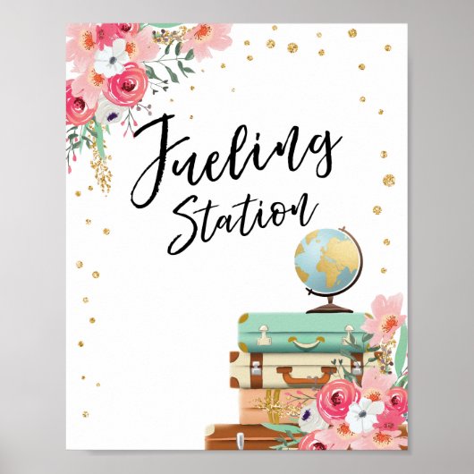 給油ステーションバーのサイン旅行恋しく思シャワーミセスへ。 ポスター (正面)