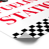 給油ステーションレースカー誕生日パーティサイン ポスター (角)