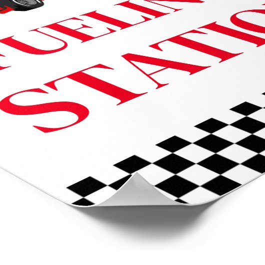 給油ステーションレースカー誕生日パーティサイン ポスター (角)