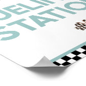 給油ステーションレースカー誕生日パーティサイン ポスター (角)