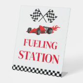 給油ステーションレースカー誕生日パーティサイン 台座サイン (正面)