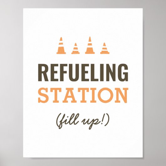 給油ステーション誕生日パーティスナックテーブルサイン ポスター (正面)