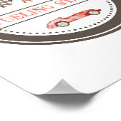 給油ステーション赤いレースカーサイン ポスター (角)