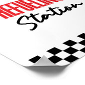 給油ステーション赤いレースカー飲み物テーブルの看板 ポスター (角)