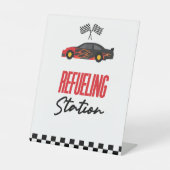 給油ステーション赤レースカー飲み物テーブル 台座サイン (正面)