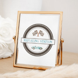 給油駅ブルーレースカーサイン ポスター