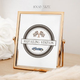 給油駅海軍ブルーレースカーサイン ポスター