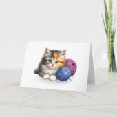 給糸カードの玉が入ったかわいい空白の子猫 カード (正面)