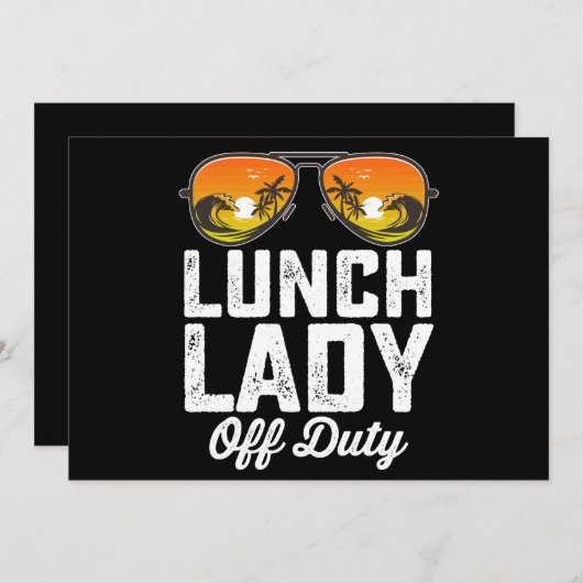 給食のおばさんオフデューティーサングラス 学校最後の日 招待状 (正面/裏面)