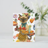 給食の先生が食事を提供しています ポストカード (スタンド正面)