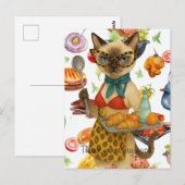 給食の先生が食事を提供しています ポストカード (正面/裏面)