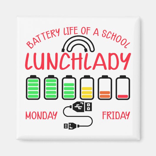 給食の女性の電池寿命 マグネット (正面)