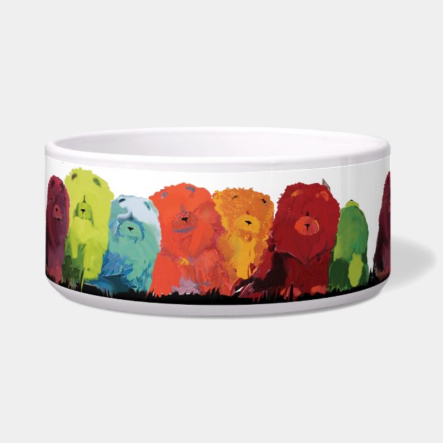 給食者の列水彩画の食事はボール2のサイズの後をつけます ボウル (左)