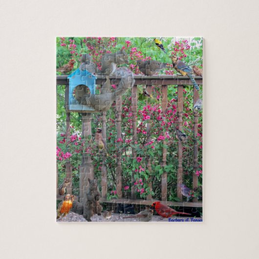 給餌器の鳥とリスパズル ジグソーパズル (縦)