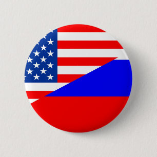 統一されたな州アメリカロシアの半分の旗米国の国 缶バッジ