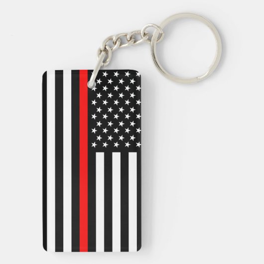 統一されたな赤線旗の消防士の消防士米国を薄くして下さい キーホルダー (裏面)