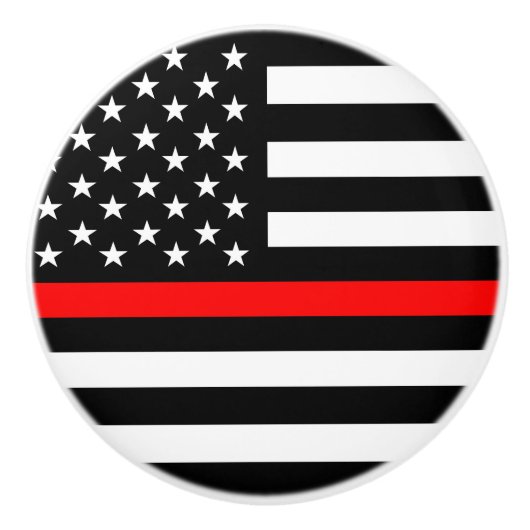 統一されたな赤線旗の消防士の消防士米国を薄くして下さい セラミックノブ (正面)