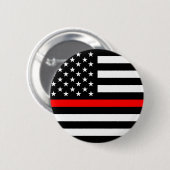 統一されたな赤線旗の消防士の消防士米国を薄くして下さい 缶バッジ (正面&裏面)