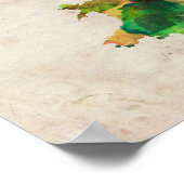 統一されたキングダム水彩地図 ポスター (角)