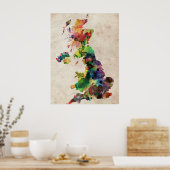 統一されたキングダム水彩地図 ポスター (キッチン)