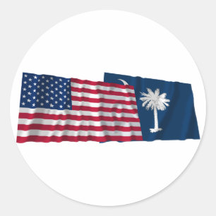 統一された州とサウスカロライナ国旗 ラウンドシール