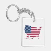 統一された州の地図と国旗の白と赤の青 キーホルダー (正面左)