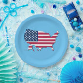 統一された州の地図と国旗の白と赤の青 ペーパープレート (パーティー)