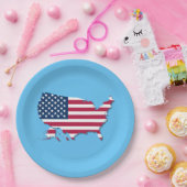 統一された州の地図と国旗の白と赤の青 ペーパープレート (パーティー)