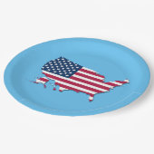 統一された州の地図と国旗の白と赤の青 ペーパープレート (アングル)