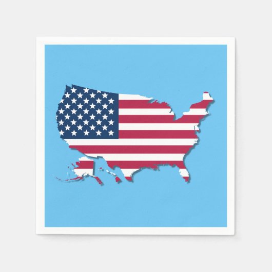 統一された州の地図と国旗の赤と青 スタンダードカクテルナプキン (正面)