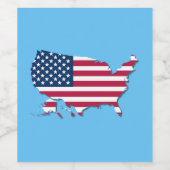 統一された州の地図と国旗の赤と青 ワインラベル (シングルラベル)