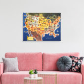 統一された州の地図 – 休暇と遊 キャンバスプリント (インサイチュ (リビング))