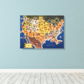 統一された州の地図 – 休暇と遊 キャンバスプリント (インサイチュ (ウッドフロア))