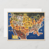 統一された州の地図 – 休暇と遊 ポストカード (正面/裏面)