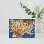 統一された州の地図 – 休暇と遊 ポストカード (スタンド正面)