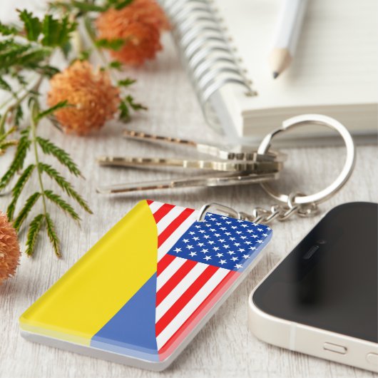 統一された州アメリカのウクライナ半旗（アメリカ） キーホルダー (正面右)