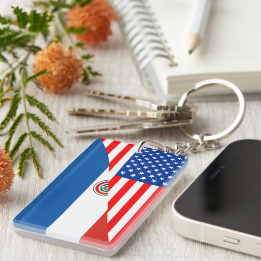 統一された州アメリカのパラグアイ半旗アメリカ キーホルダー (正面右)
