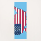 統一された州アメリカの地図と国旗の白赤青 ヨガマット (正面)