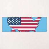 統一された州アメリカの地図と国旗の白赤青 ヨガマット (正面(横))