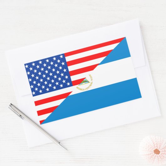 統一された州アメリカニカラグア半旗 長方形シール (封筒)