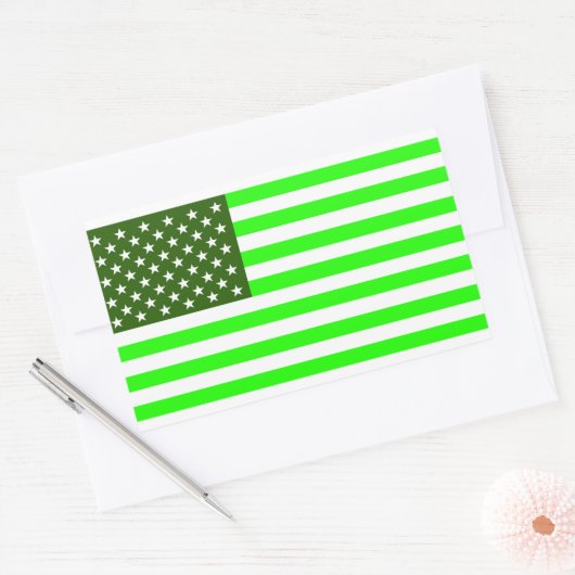 統一された州アメリカ国エコロジーグリーン国旗 長方形シール (封筒)
